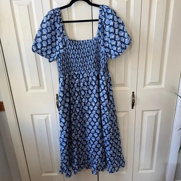 J. Crew Smocked Midi Dress Puff Sleeves Floral Print Womens Size XL - Picture 9 of 13